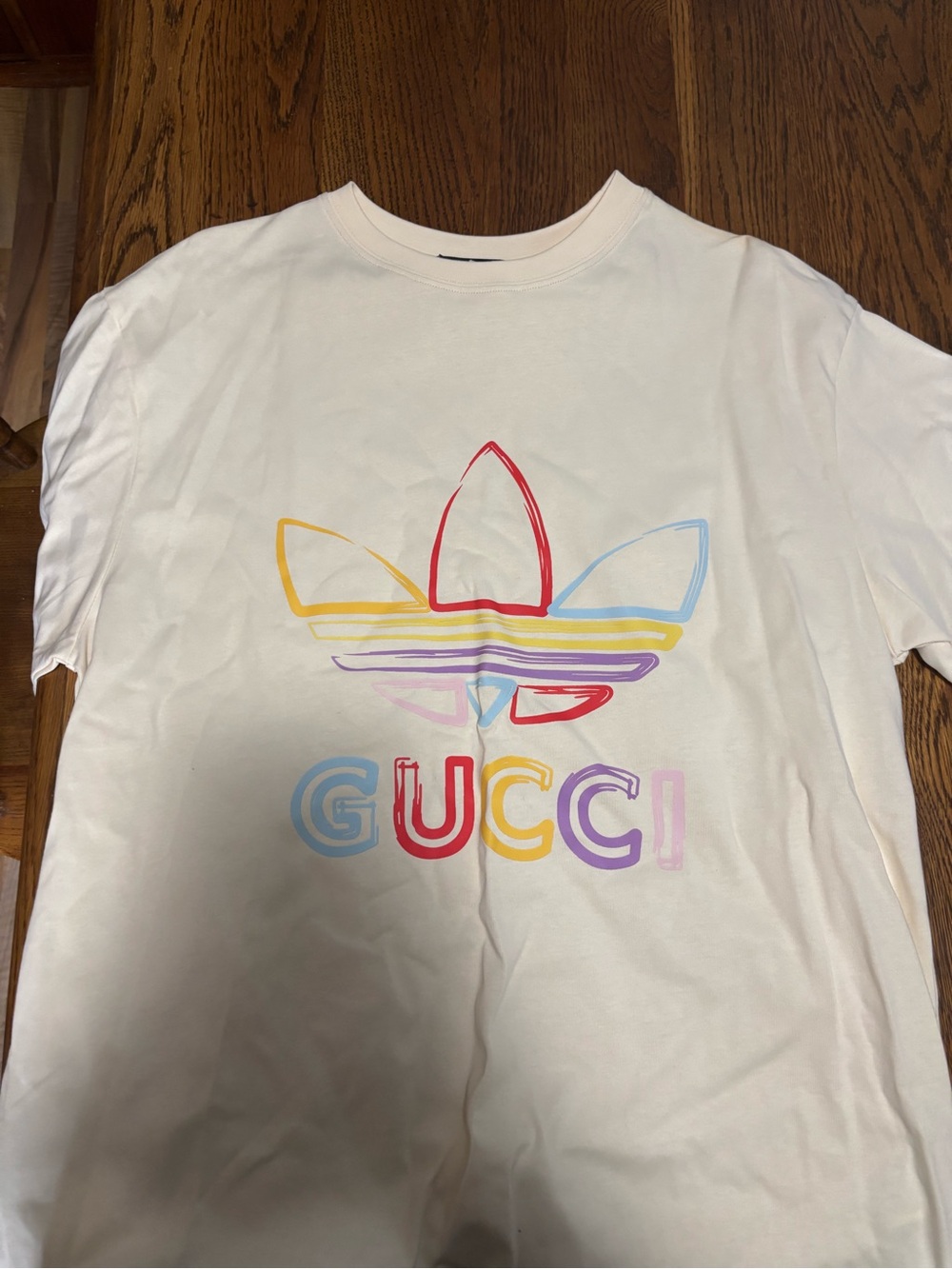 Gucci White Tee with Multicolor Logo